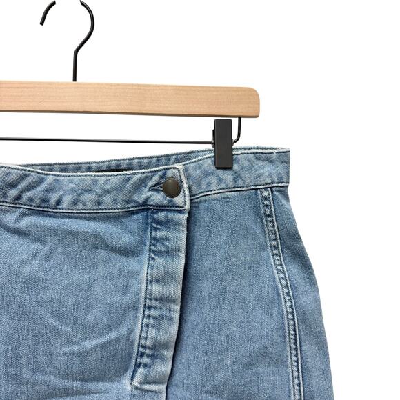 Theory Kinley Wrapped Button Mini Skirt Denim Women’s Size 10 - Picture 4 of 10